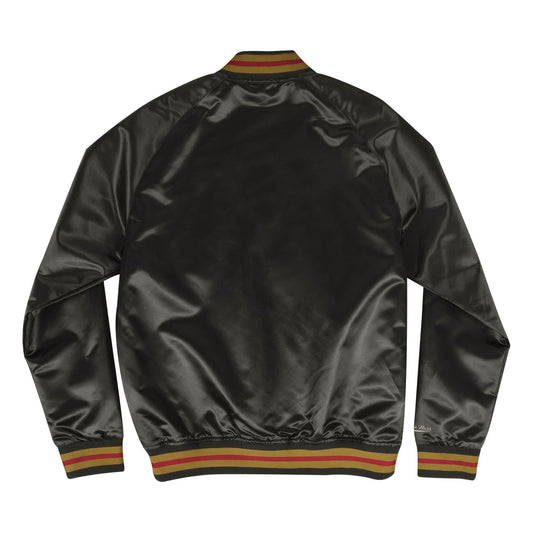 SAN FRANCISCO 49ERS MEN'S LIGHTWEIGHT SATIN JACKET- BLACK/RED