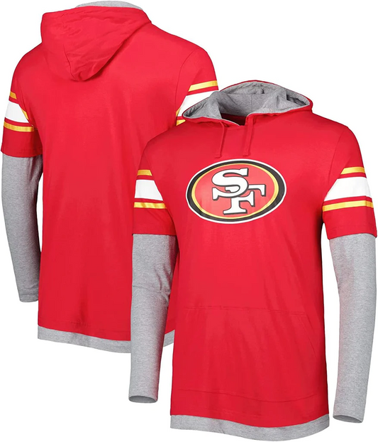 SAN FRANCISCO 49ERS MEN'S LONG SLEEVE 2-TONE HOODIE SWEATSHIRT