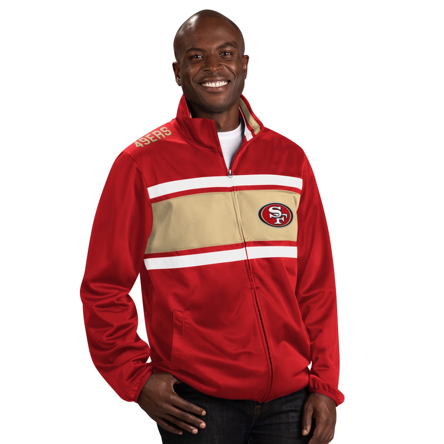 SAN FRANCISCO 49ERS MEN'S OFF TACKLE TRACK JACKET