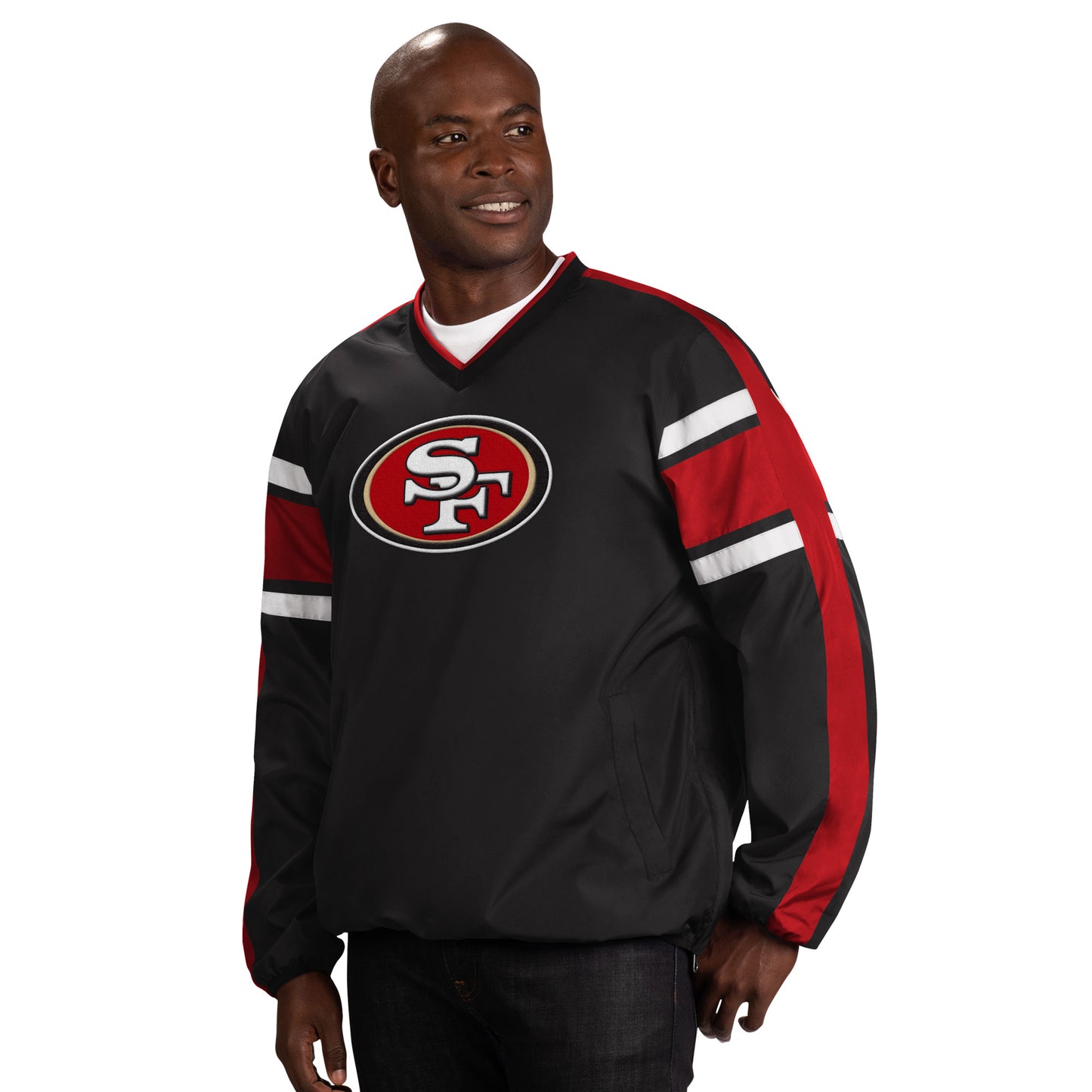 CHAQUETA CORTAVIENTOS SWING ROUTE PARA HOMBRE SAN FRANCISCO 49ERS NEGRO