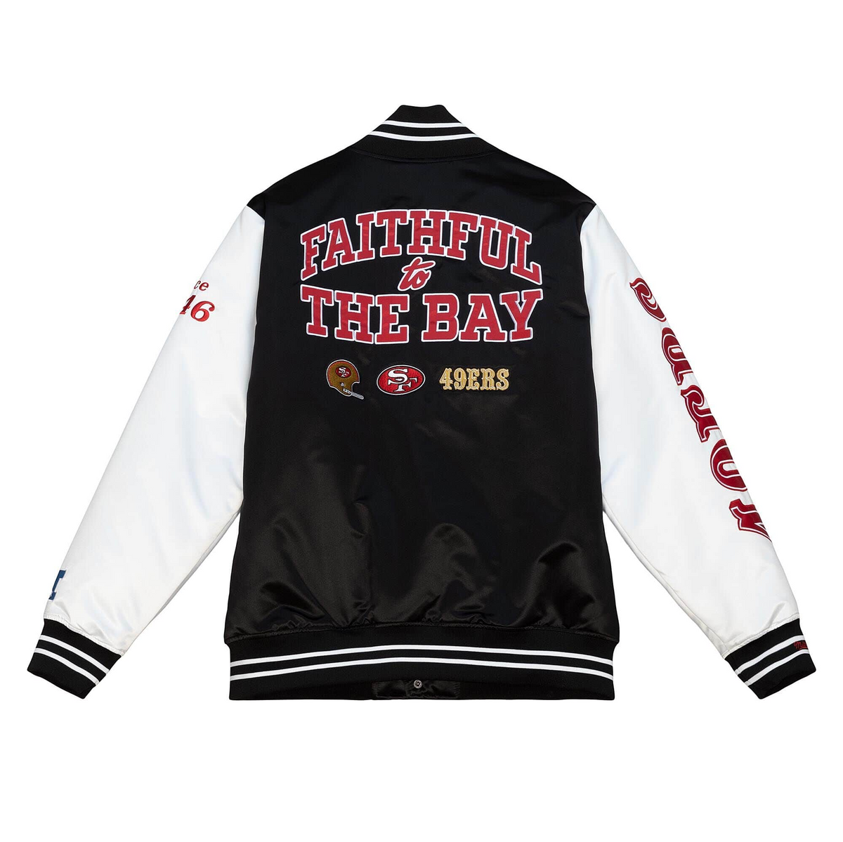CHAQUETA DE SATÉN VARSITY DEL EQUIPO ORIGINS DE SAN FRANCISCO 49ERS PARA HOMBRE