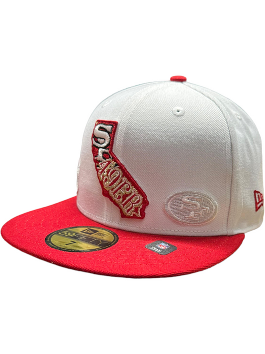 SAN FRANCISCO 49ERS STATE 59FIFTY FITTED HAT - WHITE/RED