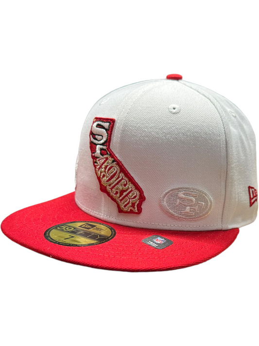 SAN FRANCISCO 49ERS MEN'S WHITE/RED STATE 59FIFTY FITTED