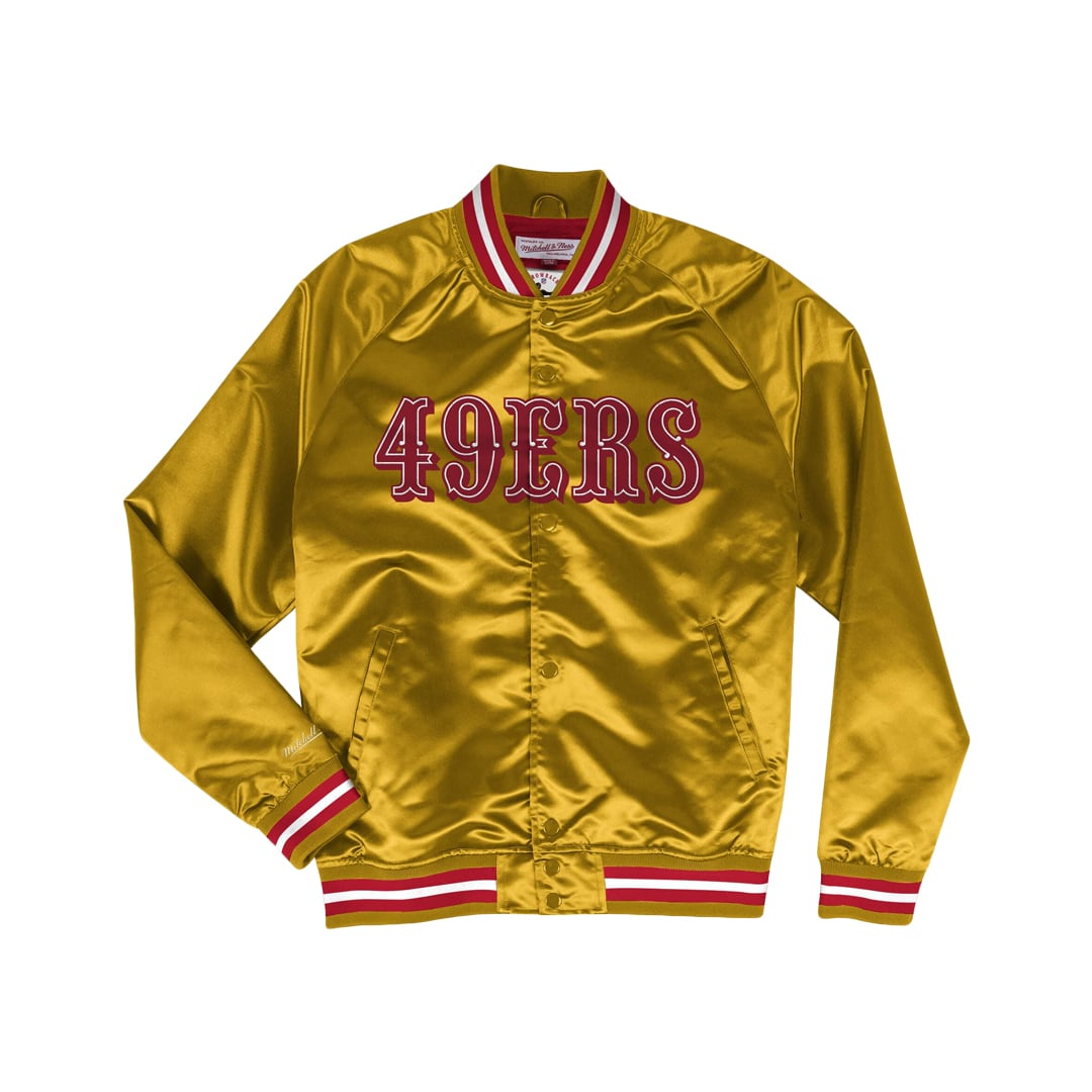 CHAQUETA LIGERA DE SATÉN PARA HOMBRE MITCHELL &amp; NESS DE LOS SAN FRANCISCO 49ERS - DORADO