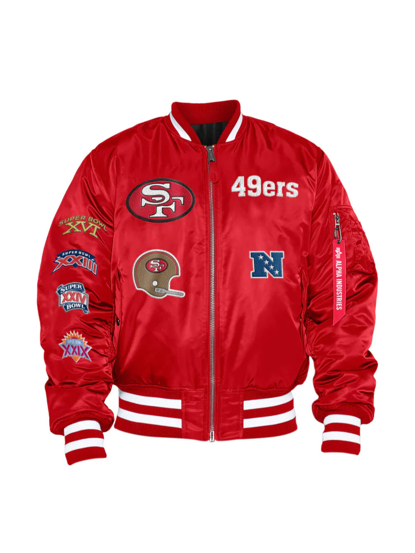 SAN FRANCISCO 49ERS NEW ERA ALPHA INDUSTRIES BOMBER REVERSIBLE JACKET - RETRO