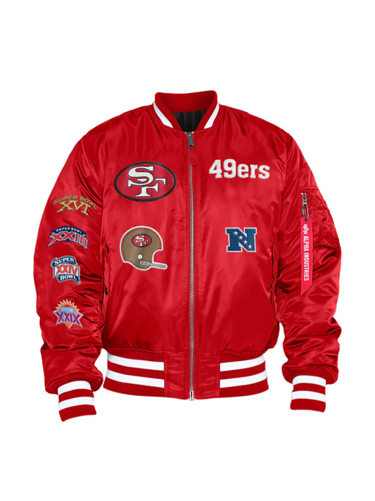 SAN FRANCISCO 49ERS NEW ERA ALPHA INDUSTRIES BOMBER REVERSIBLE JACKET - RETRO