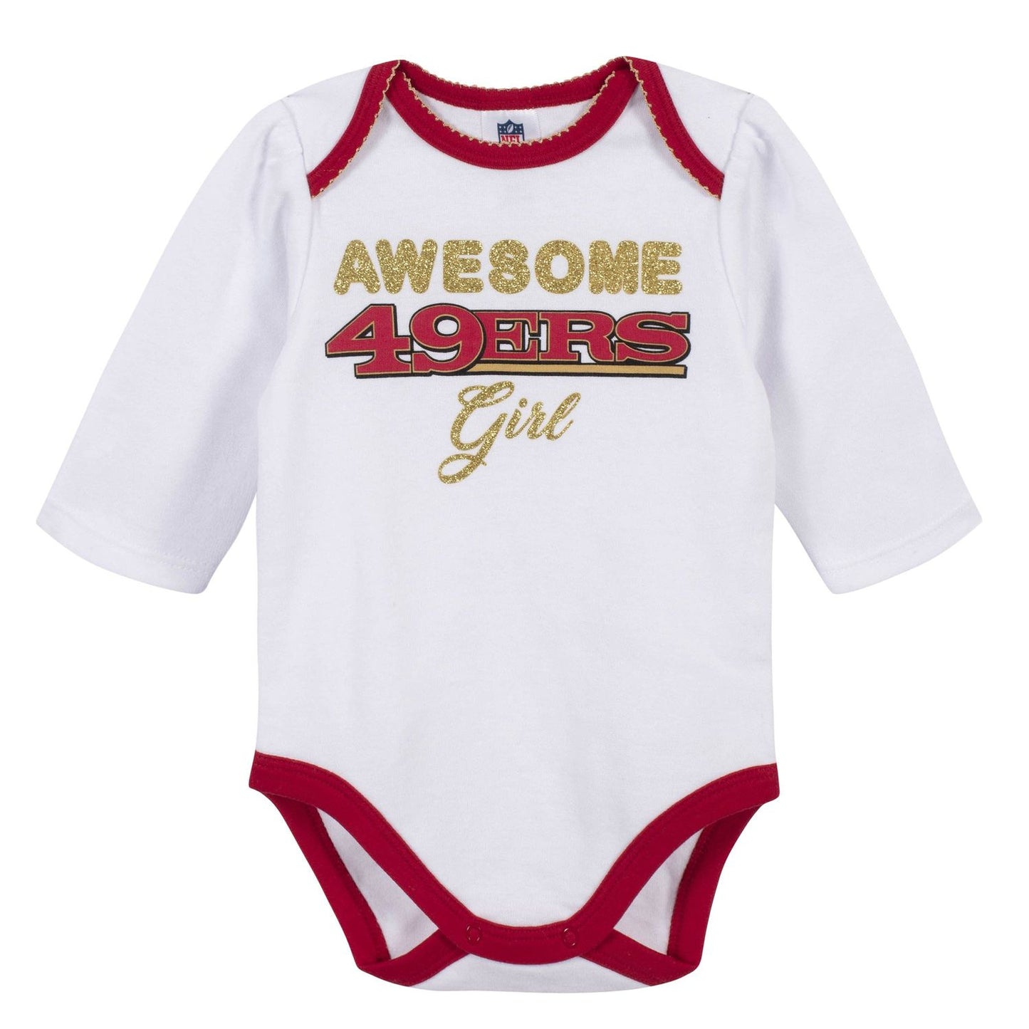 SAN FRANCISCO 49ERS NEWBORN GIRLS 3-PIECE FOOTED PAJAMA SET