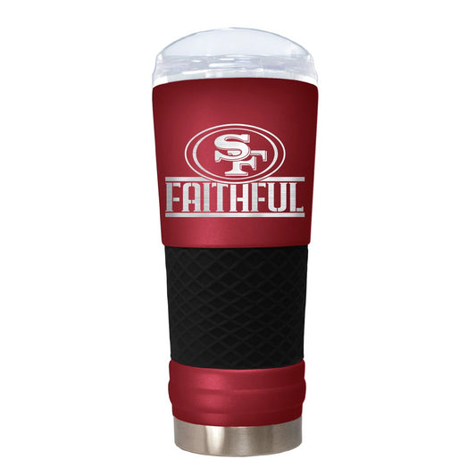 SAN FRANCISCO 49ERS LASER TEAM RALLY EMBLEM 24OZ DRAFT TUMBLER - RED/BLACK