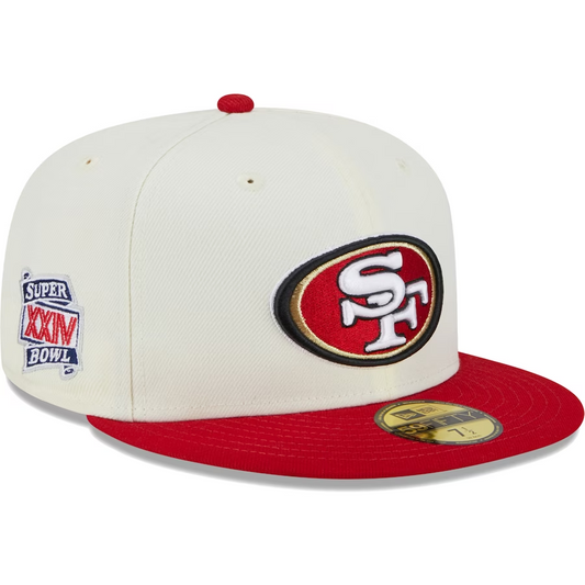 SAN FRANCISCO 49ERS RETRO PATCH 59FIFTY FITTED HAT - CREAM/ RED