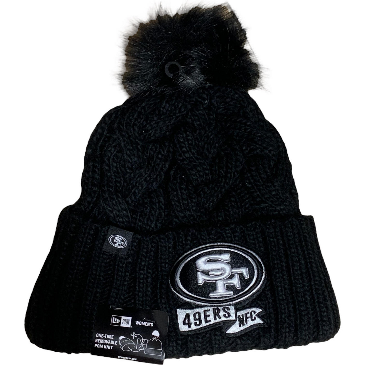 SAN FRANCISCO 49ERS WOMEN'S 2022 SIDELINE CUFFED KNIT - BLACK/WHITE