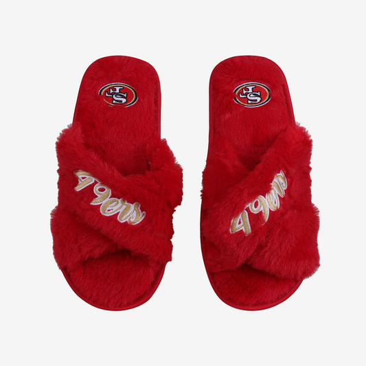 SAN FRANCISCO 49ERS WOMEN'S SCRIPT CROSS SLIPPERS