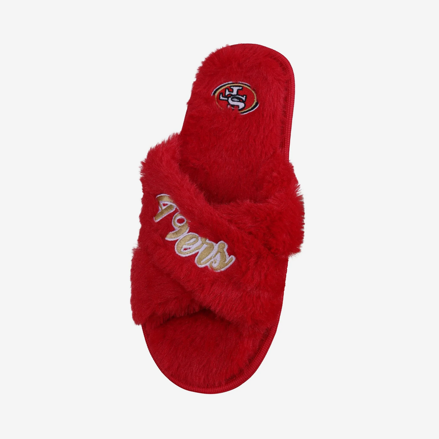 SAN FRANCISCO 49ERS WOMEN'S SCRIPT CROSS SLIPPERS
