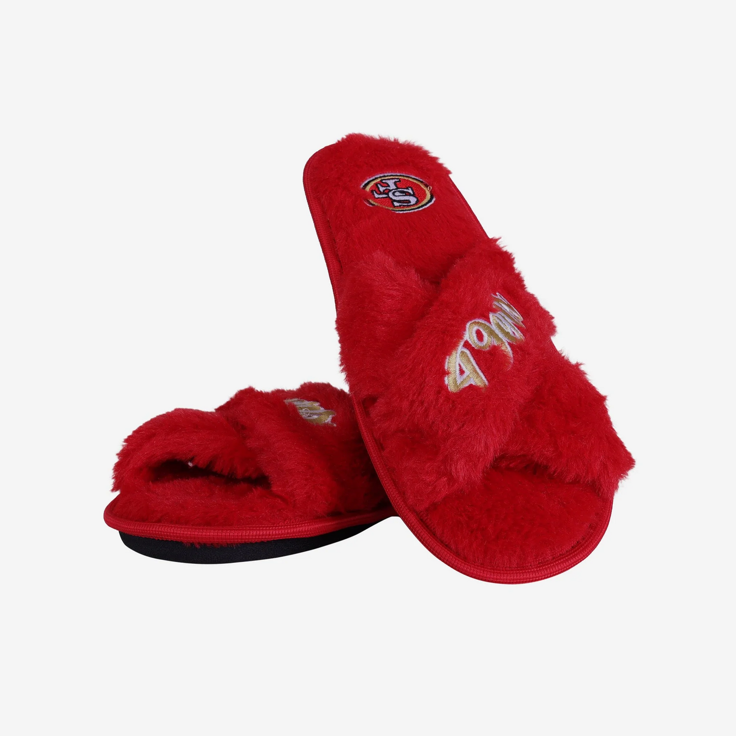SAN FRANCISCO 49ERS WOMEN'S SCRIPT CROSS SLIPPERS