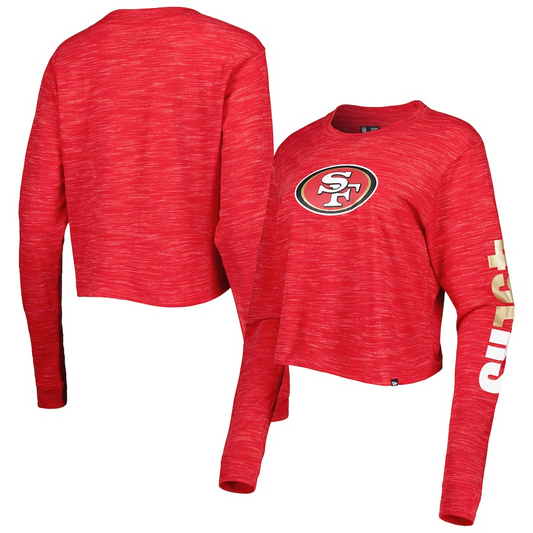 SAN FRANCISCO 49ERS WOMEN'S SPACE DYE CROP TOP LONG SLEEVE TEE