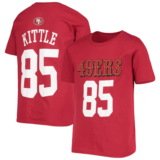 SAN FRANCISCO 49ERS YOUTH GEORGE KITTLE MAINLINER NAME AND NUMBER T-SHIRT
