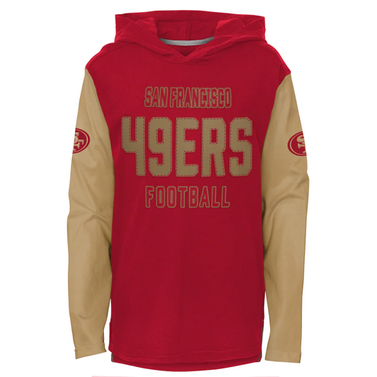 SAN FRANCISCO 49ERS YOUTH HERITAGE HOODED LONG SLEEVE T-SHIRT