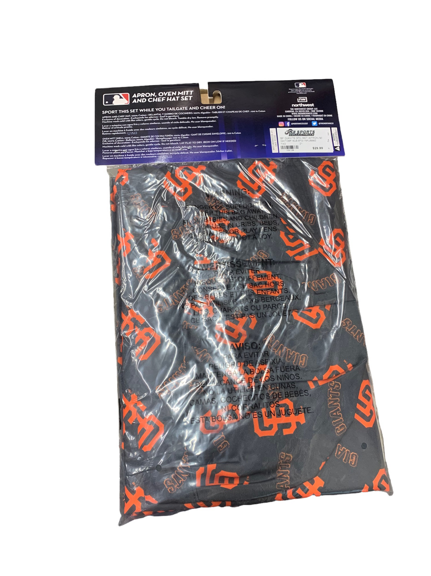 SAN FRANCISCO GIANTS 3PC SET APRON MITT HAT SET