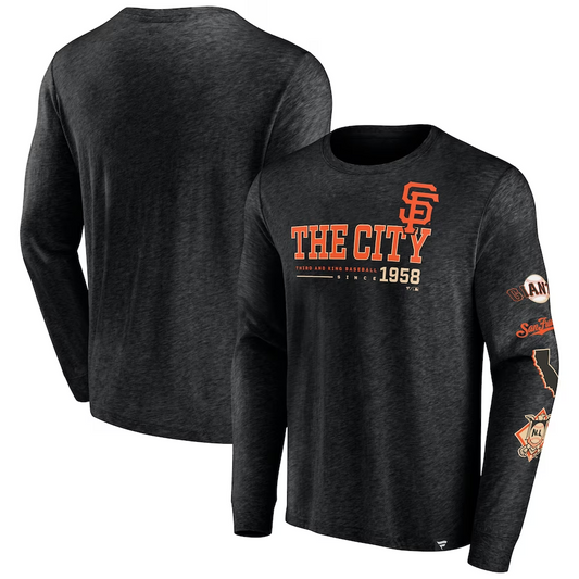 SAN FRANCISCO GIANTS MEN'S LONGSLEEVE HIGH WHIP PITCHER TEE - BLACK