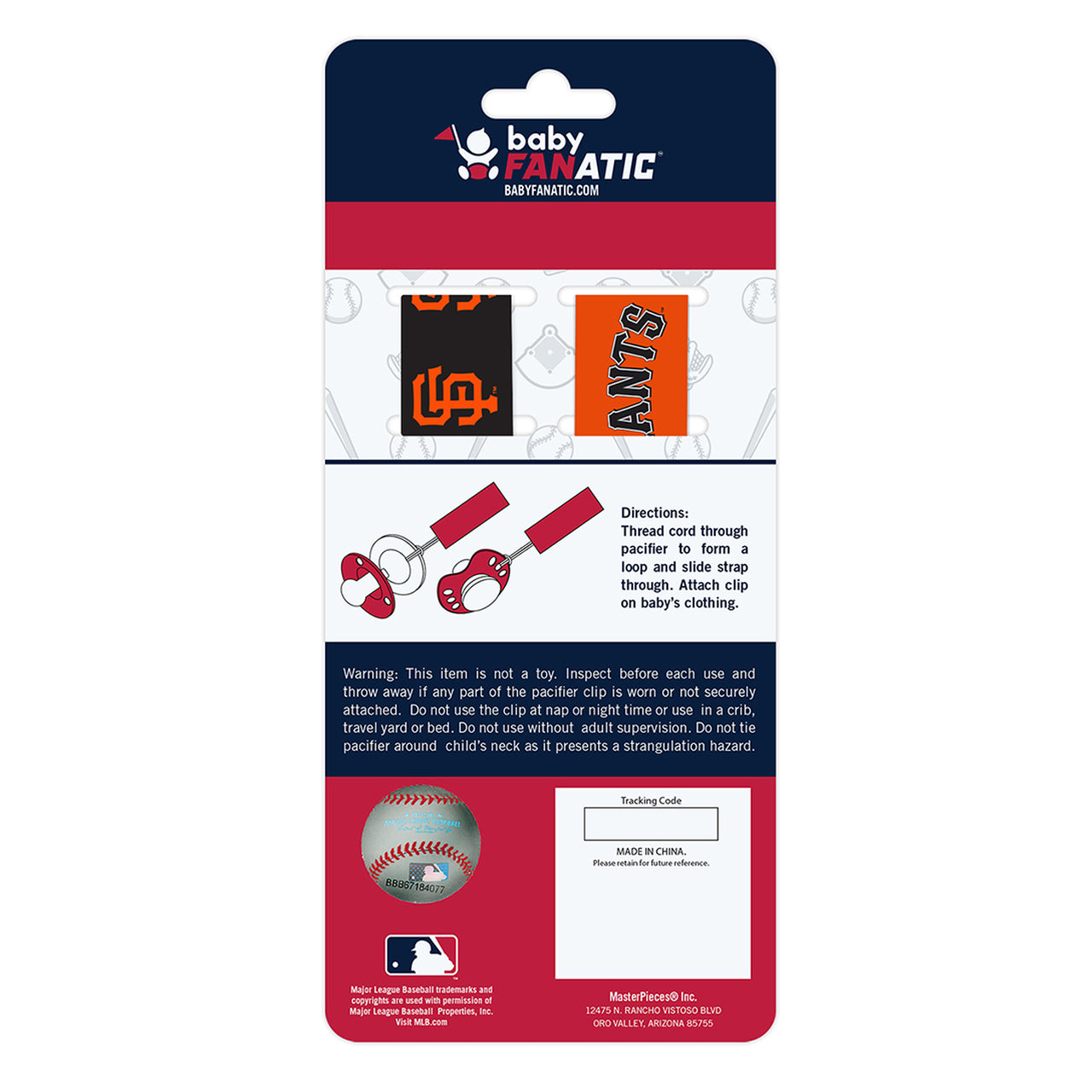 SAN FRANCISCO GIANTS PACIFIER CLIP SET