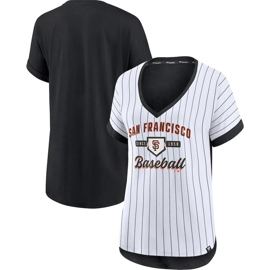 SAN FRANCISCO GIANTS WOMEN'S ICONIC BIBLEND NOISE PINSTRIPE T-SHIRT