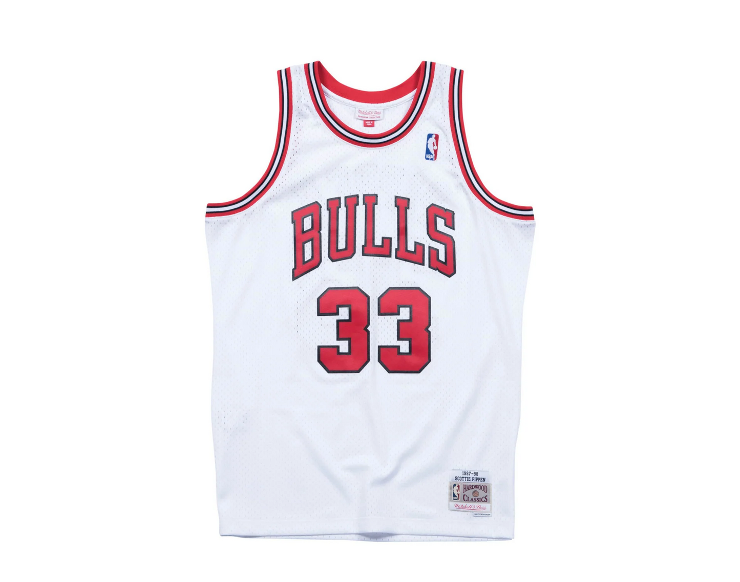 SCOTTIE PIPPEN CHICAGO BULLS MEN'S MITCHELL & NESS SWINGMAN JERSEY - WHITE