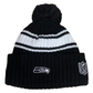 SEATTLE SEAHAWKS 2022 SIDELINE SPORT CUFFED POM KNIT -BLACK/WHITE