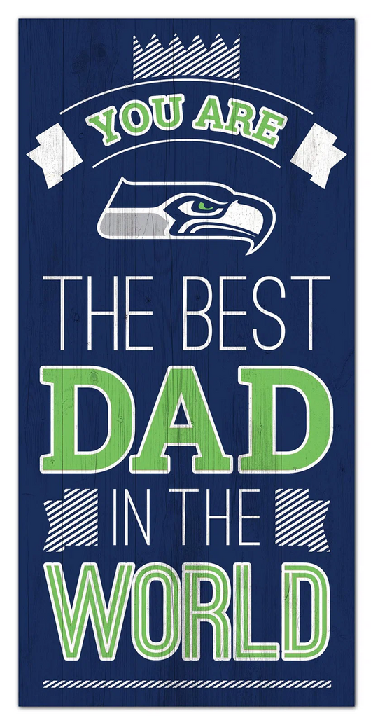 SEATTLE SEAHAWKS EL MEJOR PAPÁ DEL MUNDO 6"X12" LETRERO