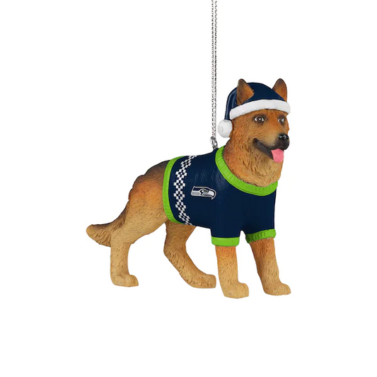 SEATTLE SEAHAWKS GERMAN SHEPPARD CHRISTMAS ORNAMENT