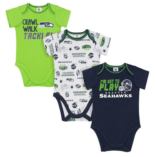 SEATTLE SEAHAWKS INFANT BODYSUIT 3-PACK