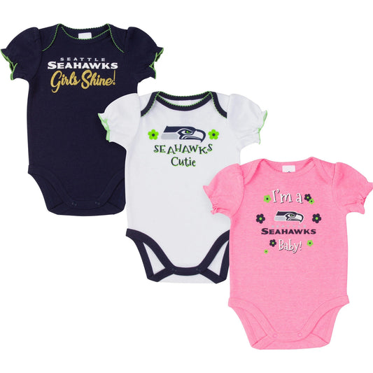 SEATTLE SEAHAWKS INFANT GIRLS BODYSUIT 3-PACK