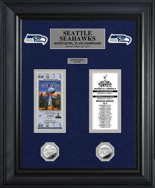 SEATTLE SEAHAWKS SUPER BOWL CHAMPIONS COLECCIÓN DE BOLETOS CON MONEDAS DE ORO DELUXE