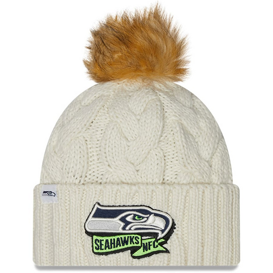 SEATTLE SEAHAWKS WOMEN'S 2022 SIDELINE CUFFED KNIT - CREAM