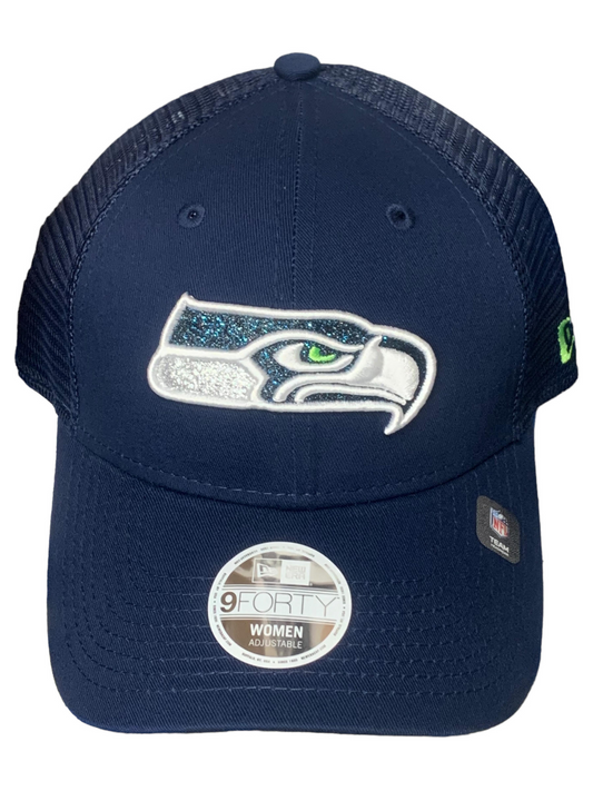 SEATTLE SEAHAWKS WOMEN'S LOGO SPARKLE 9FORTY ADJUSTABLE SNAP HAT