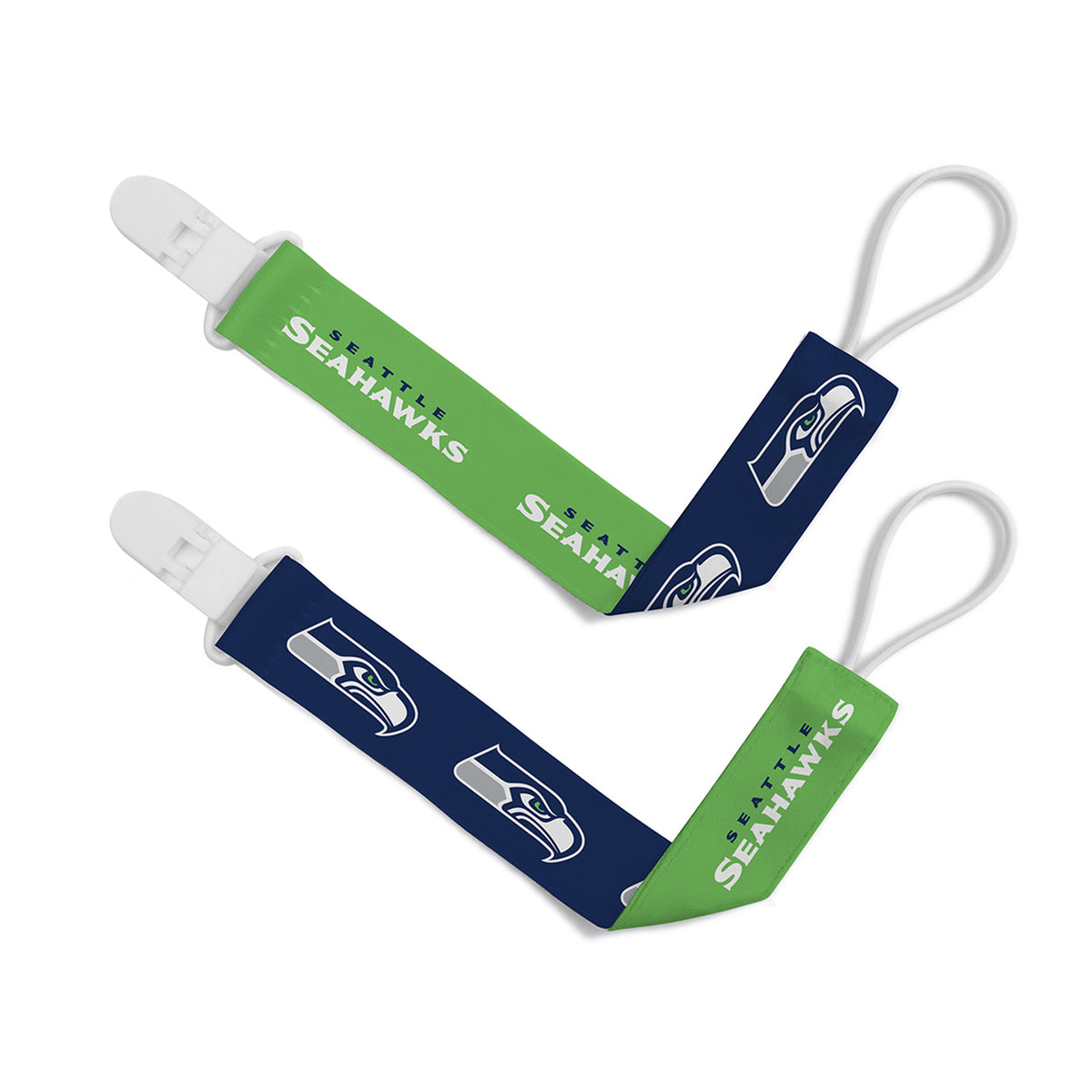 SEATTLE SEAHAWKS PACIFIER CLIP SET