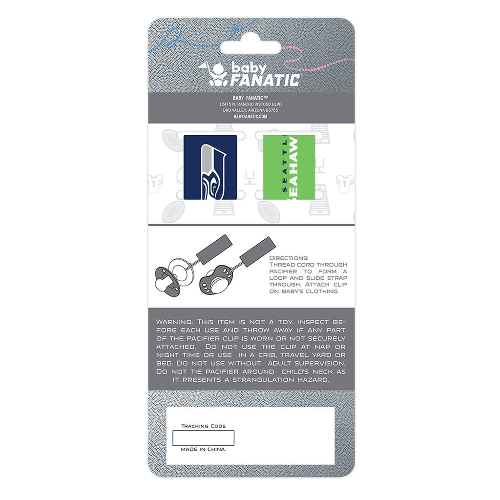SEATTLE SEAHAWKS PACIFIER CLIP SET