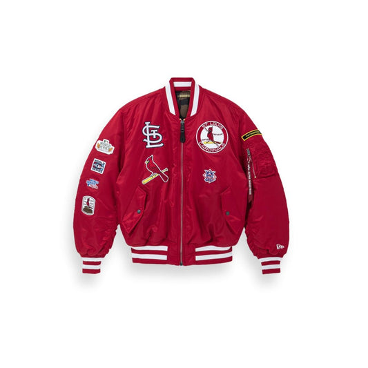 ST LOUIS CARDINALS MEN'S ALPHA INDUSTRIES REVERSIBLE BOMBER JACKET