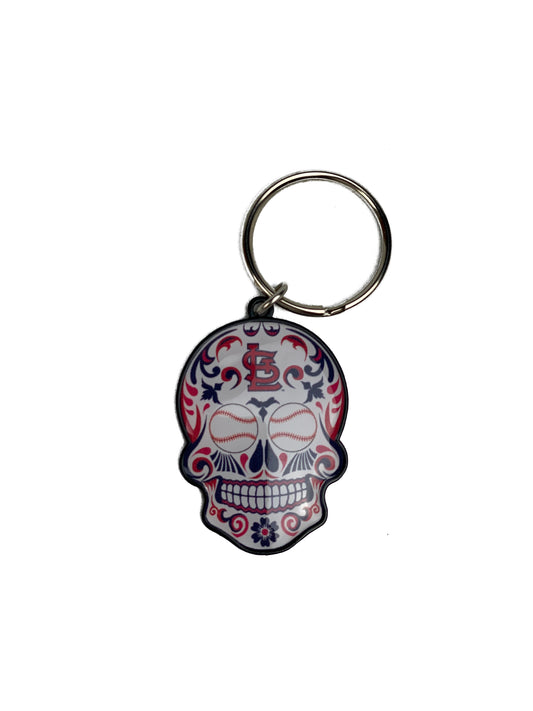 ST.LOUIS CARDINALS SUGAR SKULL KEYCHAIN