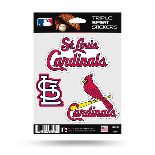 CALCOMANÍA DEL ESPÍRITU TRIPLE DE LOS CARDENALES DE SAN LOUIS