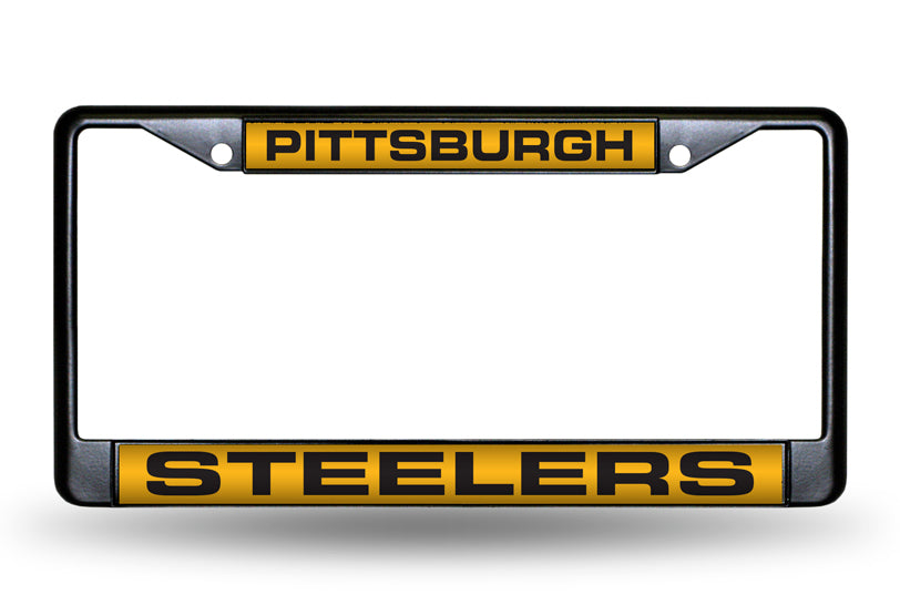 PITTSBURGH STEELERS BLACK LASER LICENSE PLATE FRAME