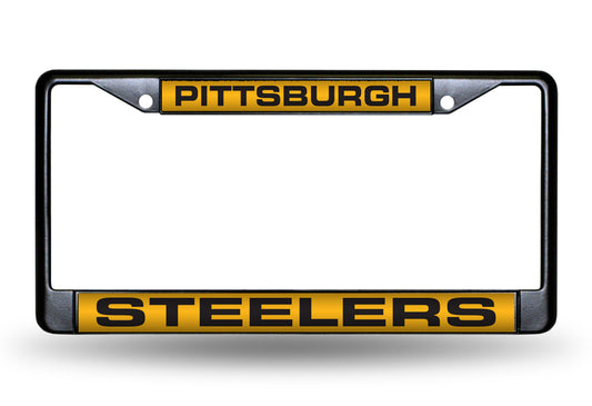 PITTSBURGH STEELERS BLACK LASER LICENSE PLATE FRAME