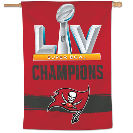 TAMPA BAY BUCCANEERS SUPER BOWL LV CHAMPS 28" X 40" BANDERA VERTICAL DE LA CASA