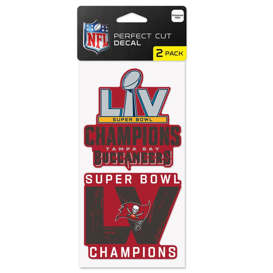 TAMPA BAY BUCCANEERS SUPER BOWL LV CHAMPS 4" X 4" PERFECT CUT MULTI DECAL SET