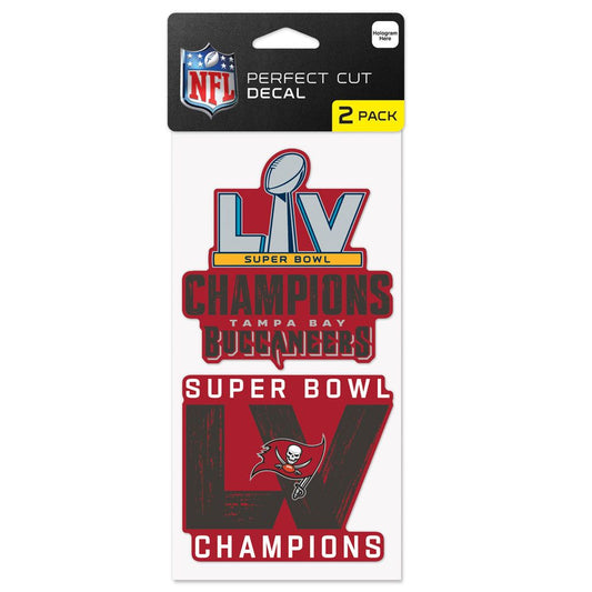 TAMPA BAY BUCCANEERS SUPER BOWL LV CHAMPS 4" X 4" CONJUNTO DE CALCOMANÍAS MÚLTIPLES DE CORTE PERFECTO