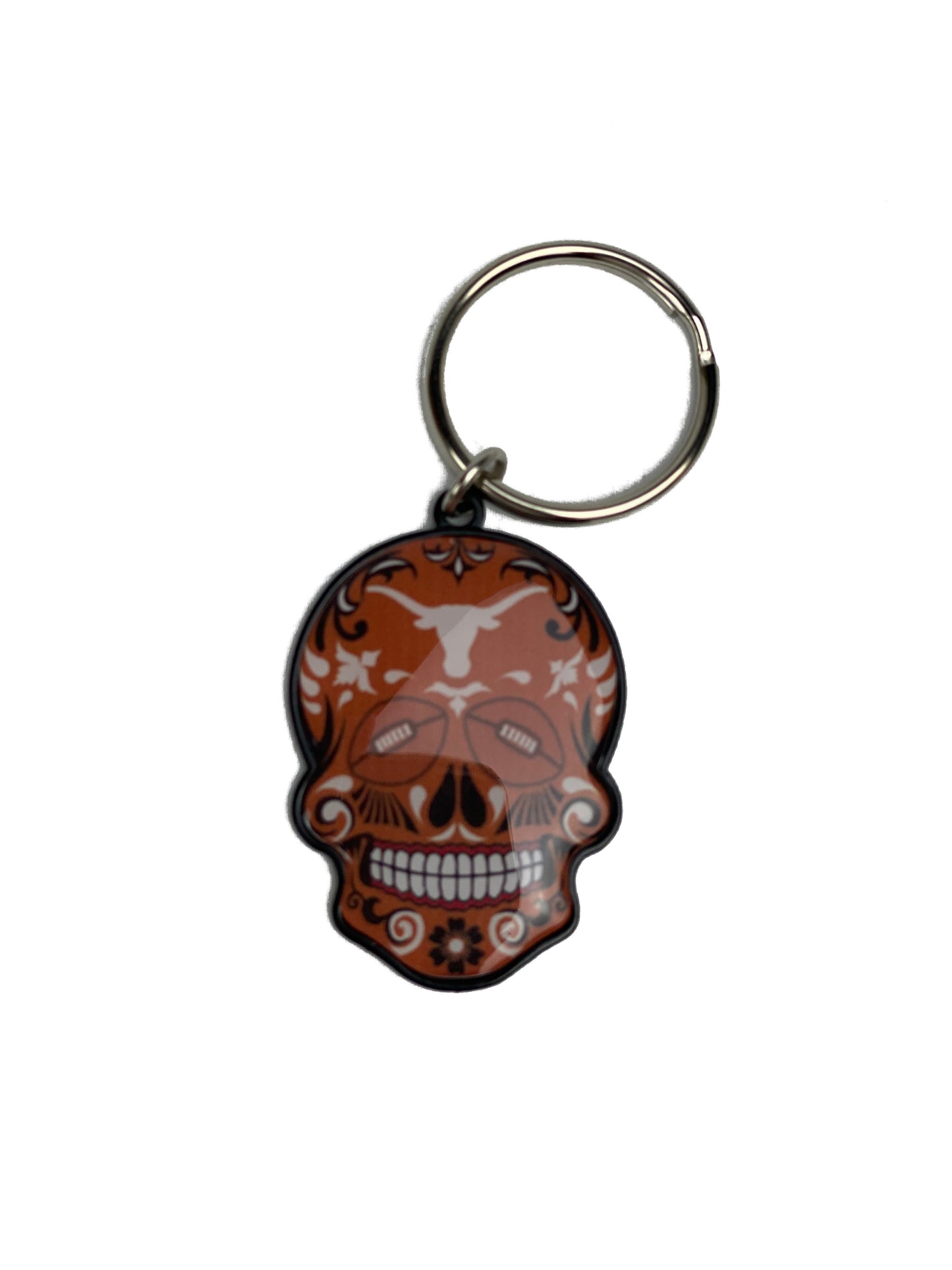 LLAVERO DE CALAVERA DE AZÚCAR DE LONGHORNS DE TEXAS