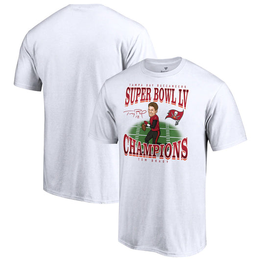 CAMISETA DE CARICATURA DE CAMPEONES DEL SUPER BOWL LV DE TOM BRADY PARA HOMBRE