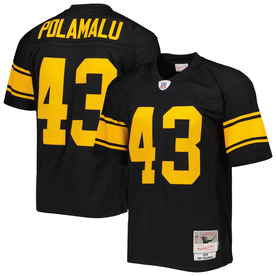 TROY POLAMALU MEN'S PITTSBURGH STEELERS MITCHELL & NESS LEGACY JERSEY - ALT