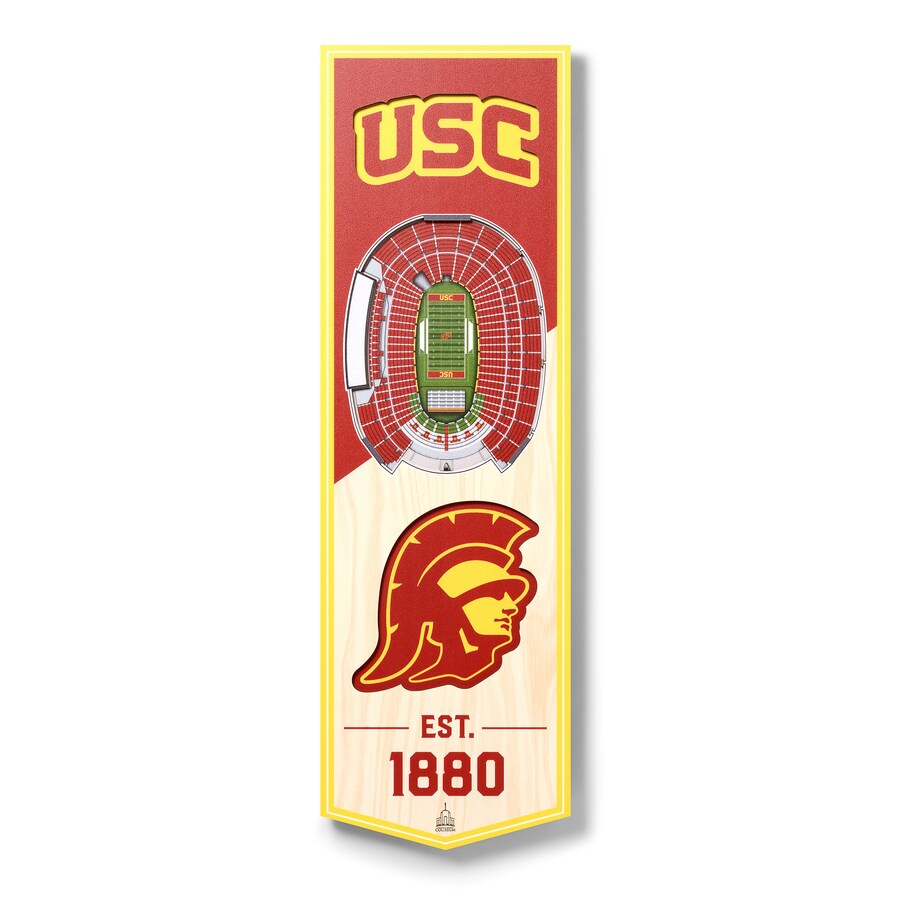 USC TROJANS 3D STADIUM VIEW WOOD BANNER