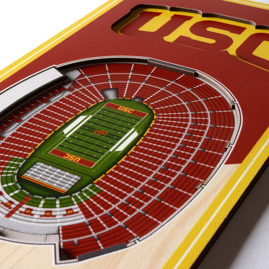 USC TROJANS 3D STADIUM VIEW WOOD BANNER
