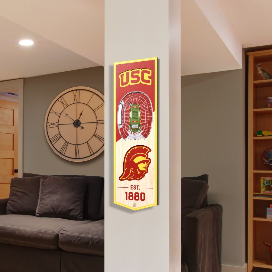 USC TROJANS 3D STADIUM VIEW WOOD BANNER