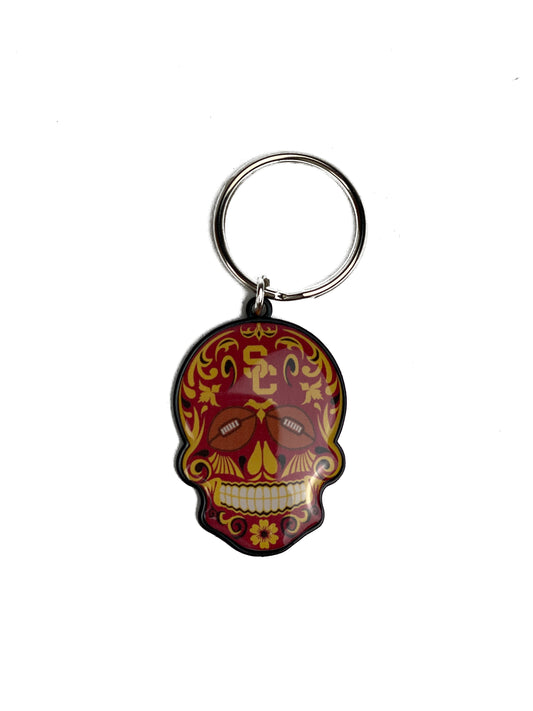 USC TROJANS SUGAR SKULL KEYCHAIN